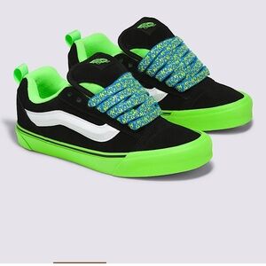 Vans Kids Neon Green and Black Sneakers